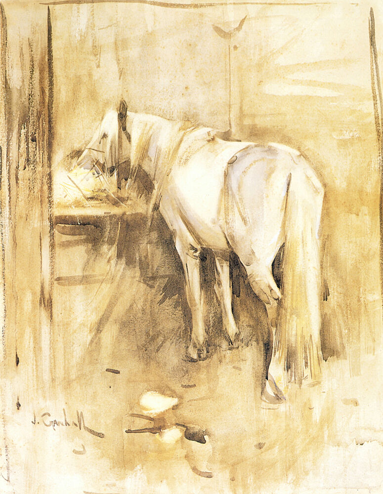Barb Horse in Stable 1886 art print by Joseph Crawhall for $57.95 CAD