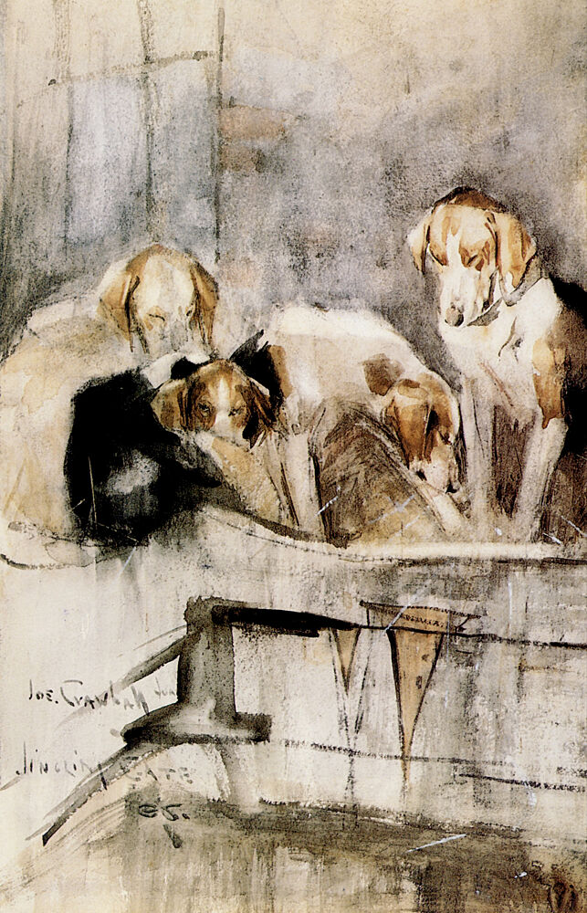 Foxhounds, Jingling Gate 1886 art print by Joseph Crawhall for $57.95 CAD