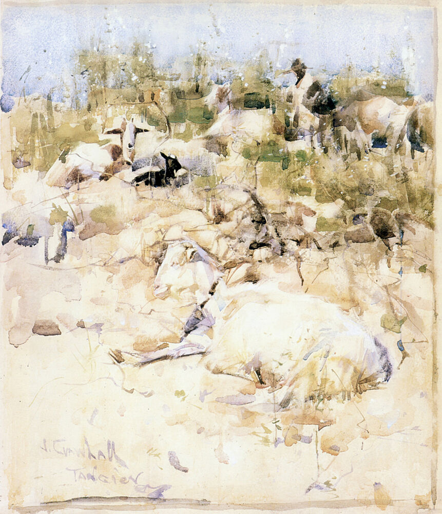 Goats on a Hillside, Tangier 1887 art print by Joseph Crawhall for $57.95 CAD