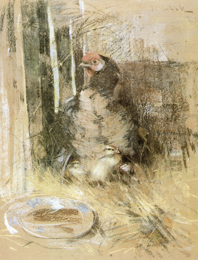 Hen and Chicken 1889 art print by Joseph Crawhall for $57.95 CAD