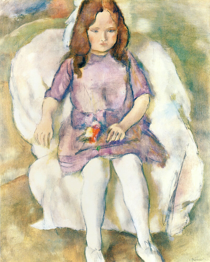 Little Girl with a Bouquet 1925-8 art print by Jules Pascin for $57.95 CAD