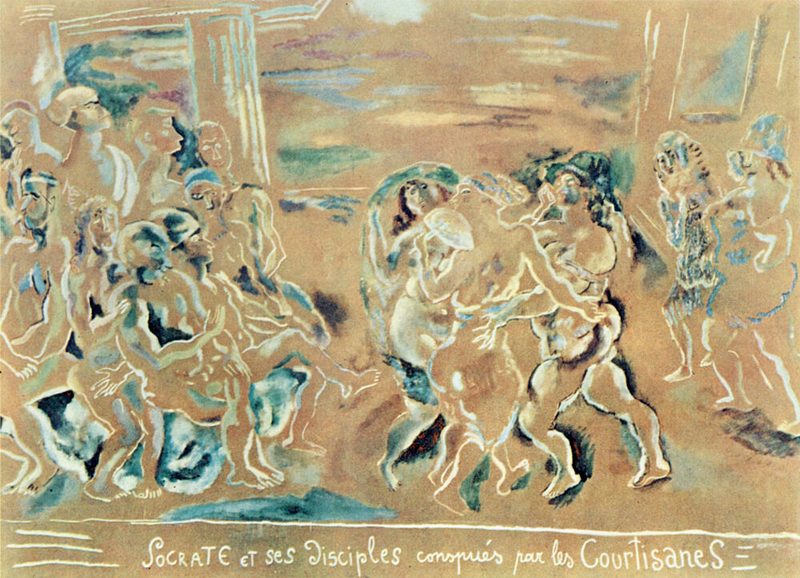 Socrates and His Disciples Mocked by Courtesans Ca 1921 art print by Jules Pascin for $57.95 CAD