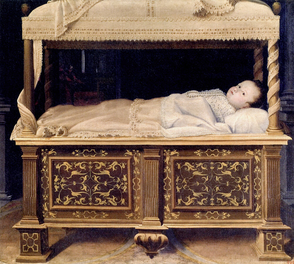 Child in a Cradle Ca 1583 art print by Lavinia Fontana for $57.95 CAD