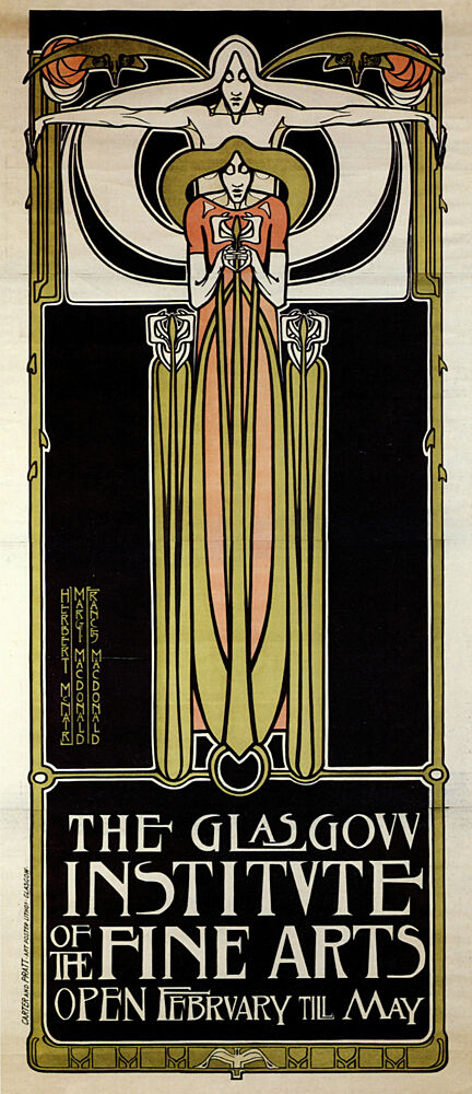 Poster for the Glasgow Institute of Fine Arts Ca 1895 art print by M. Macdonald Mackintosh for $57.95 CAD