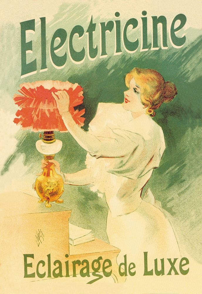 Electricine, Luxury Lighting, 1895 art print by Lucien Lefevre for $57.95 CAD