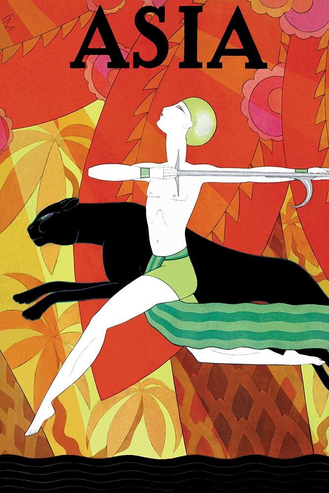 Mowgli and the Black Panther with Title, 1926 art print by Frank McIntosh for $57.95 CAD
