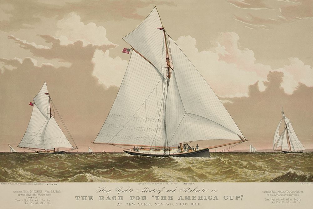 Sloop yachts Mischief and Atalanta in the race for The America Cup, 1870 art print by Unknown for $57.95 CAD
