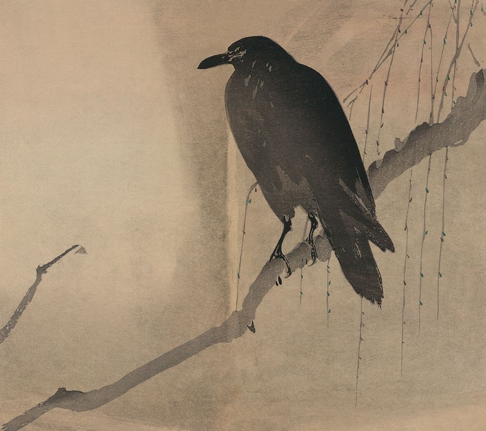 Crow on a willow branch, 1875 art print by Unknown for $57.95 CAD