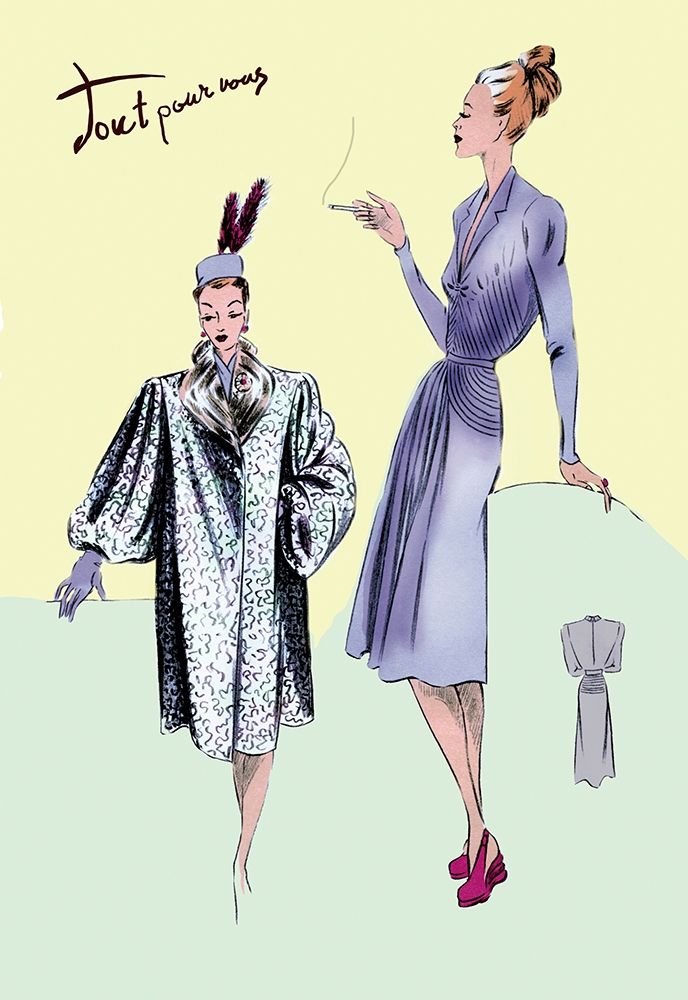 Dinner Dress and Overcoat, 1947 art print by Unknown for $57.95 CAD