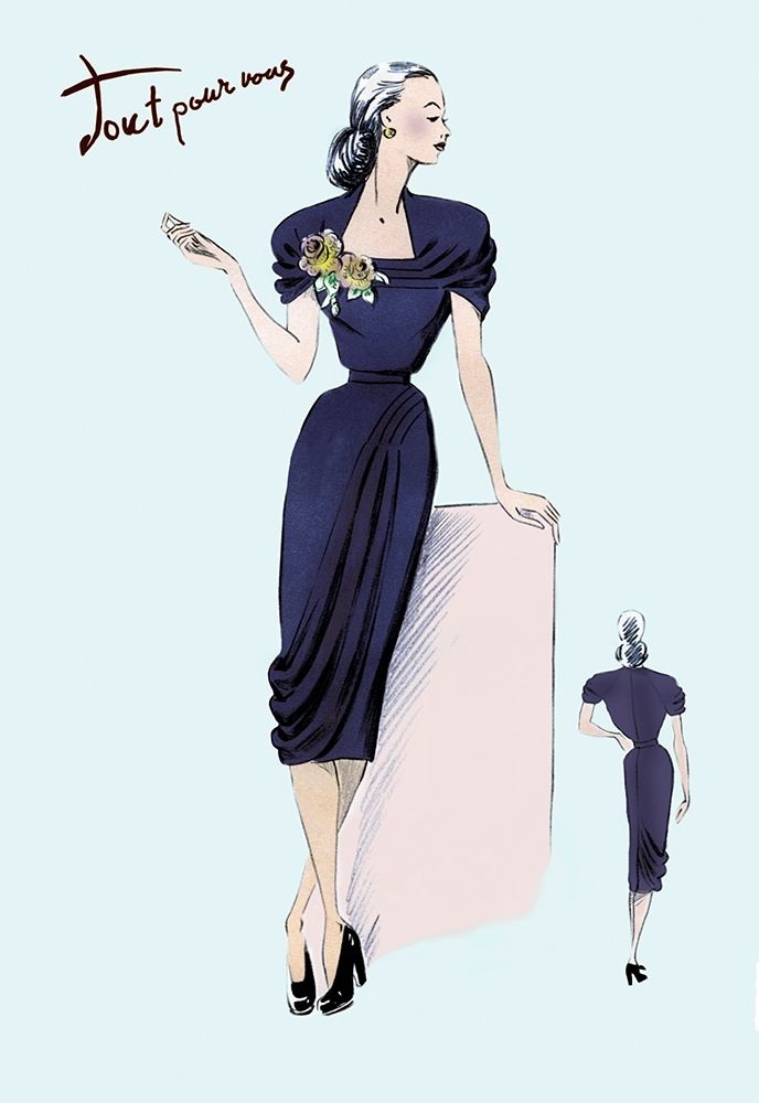 Royal Blue Dress with Corsage, 1947 art print by Unknown for $57.95 CAD