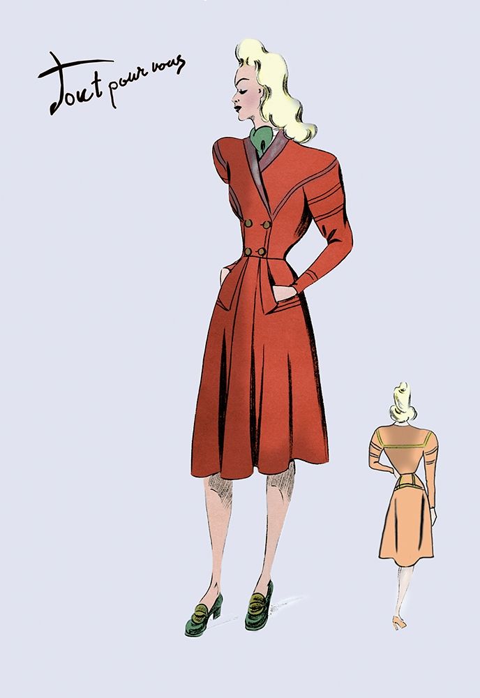 Casual Dress in Autumn Orange, 1947 art print by Unknown for $57.95 CAD