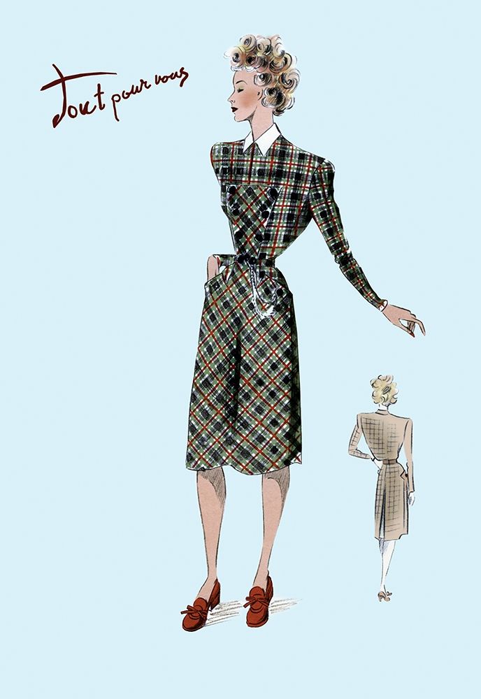 Casual Plaid Dress, 1947 art print by Unknown for $57.95 CAD