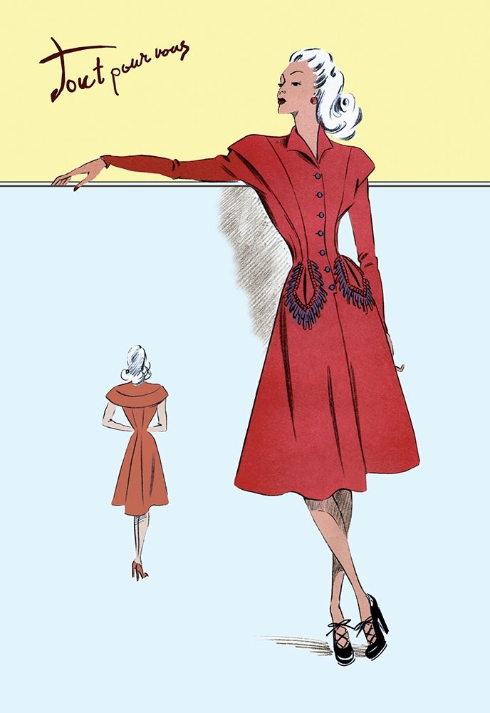 Casual Dress in Red, 1947 art print by Unknown for $57.95 CAD
