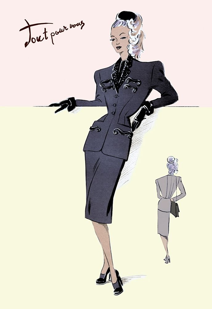 Evening Suit with Hat, 1947 art print by Unknown for $57.95 CAD