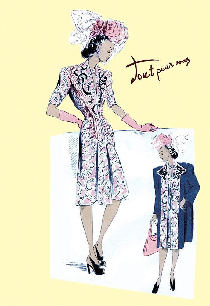 Paisley Dress with Hat, Gloves and Jacket, 1947 art print by Unknown for $57.95 CAD