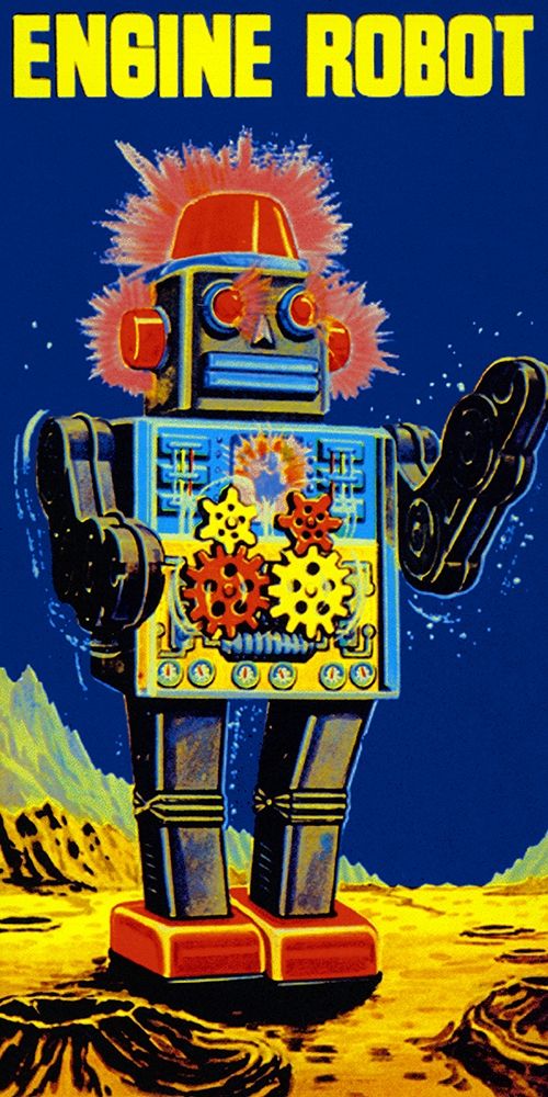 Engine Robot art print by Retrobot for $57.95 CAD