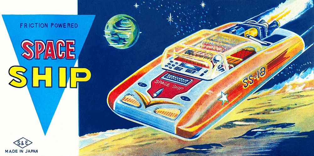 Friction Powered Space Ship SS-18 art print by Retrobot for $57.95 CAD