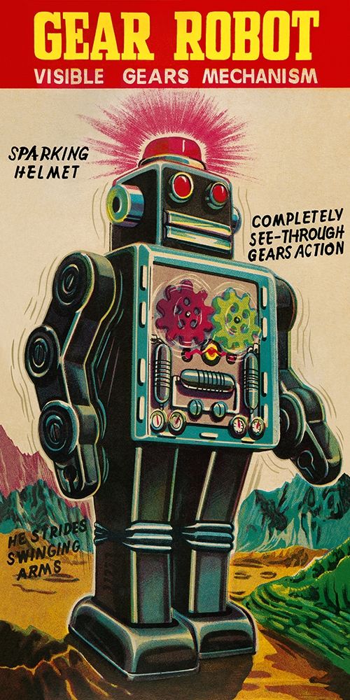 Gear Robot art print by Retrobot for $57.95 CAD