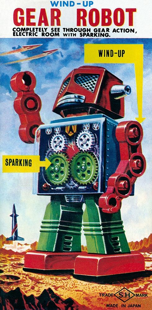Wind-up Gear Robot art print by Retrobot for $57.95 CAD