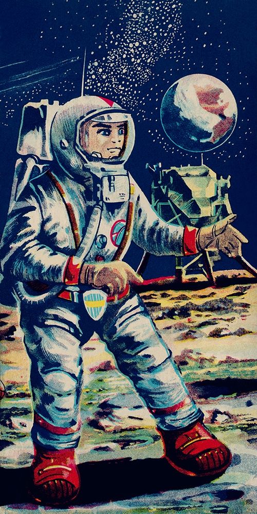 Moon Astronaut art print by Retrobot for $57.95 CAD