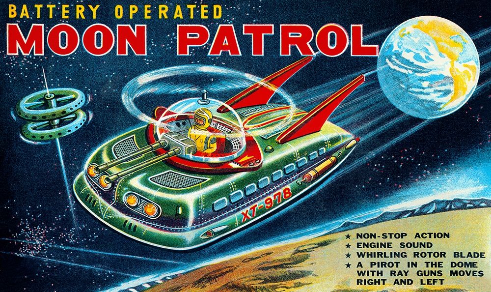 Battery Operated Moon Patrol XT-978 art print by Retrobot for $57.95 CAD
