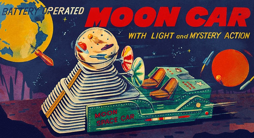 Moon Car art print by Retrobot for $57.95 CAD