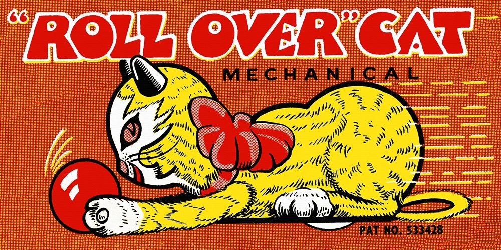 Roll Over Cat art print by Retrobot for $57.95 CAD