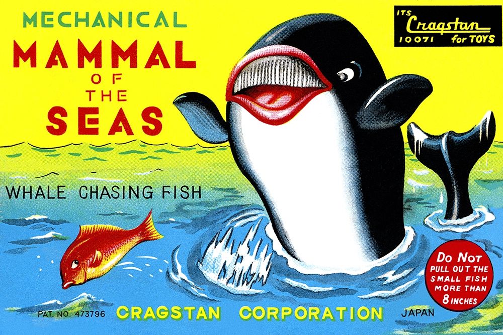 Mammal of the Seas: Whale Chasing Fish art print by Retrobot for $57.95 CAD