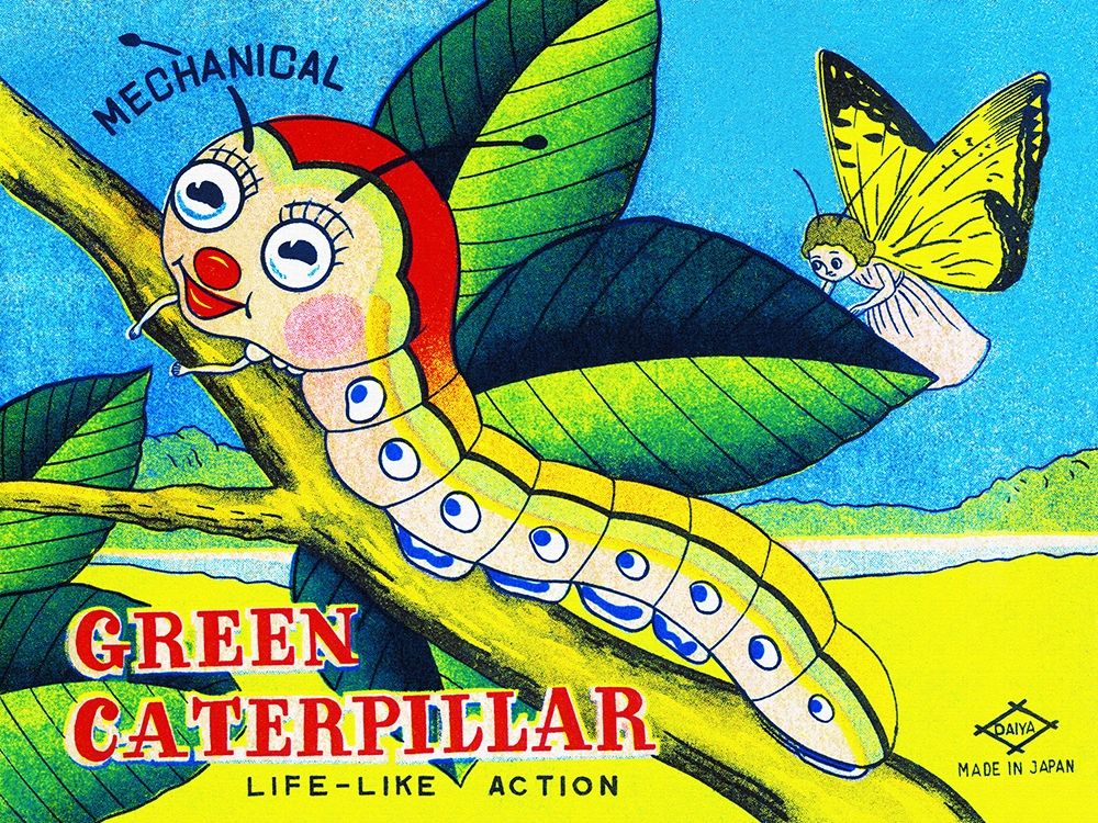 Mechanical Green Caterpillar art print by Retrobot for $57.95 CAD