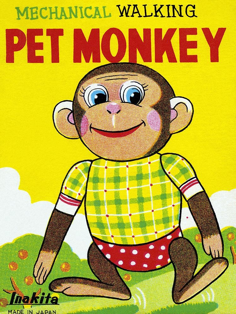 Mechanical Walking Pet Monkey art print by Retrobot for $57.95 CAD