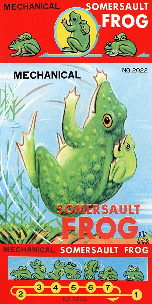 Mechanical Somersault Frog art print by Retrobot for $57.95 CAD