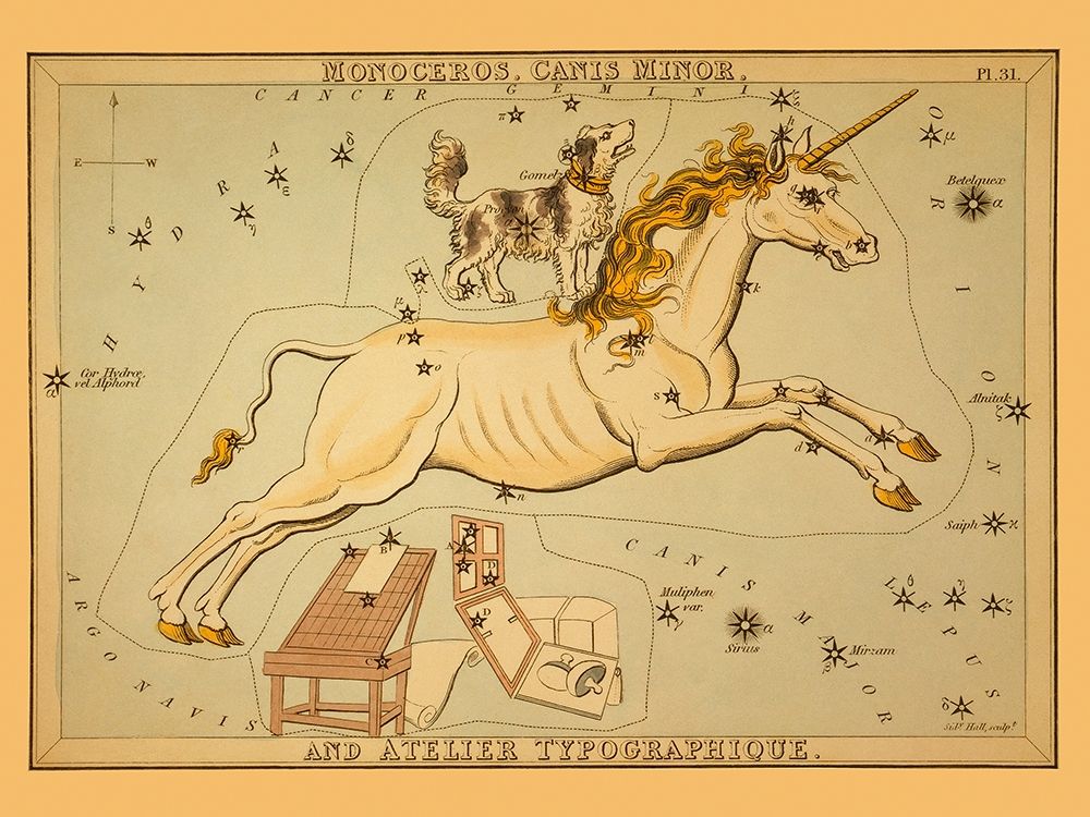 Monoceros, Canis Minor, and Atelier Typographique art print by Jehoshaphat Aspin for $57.95 CAD