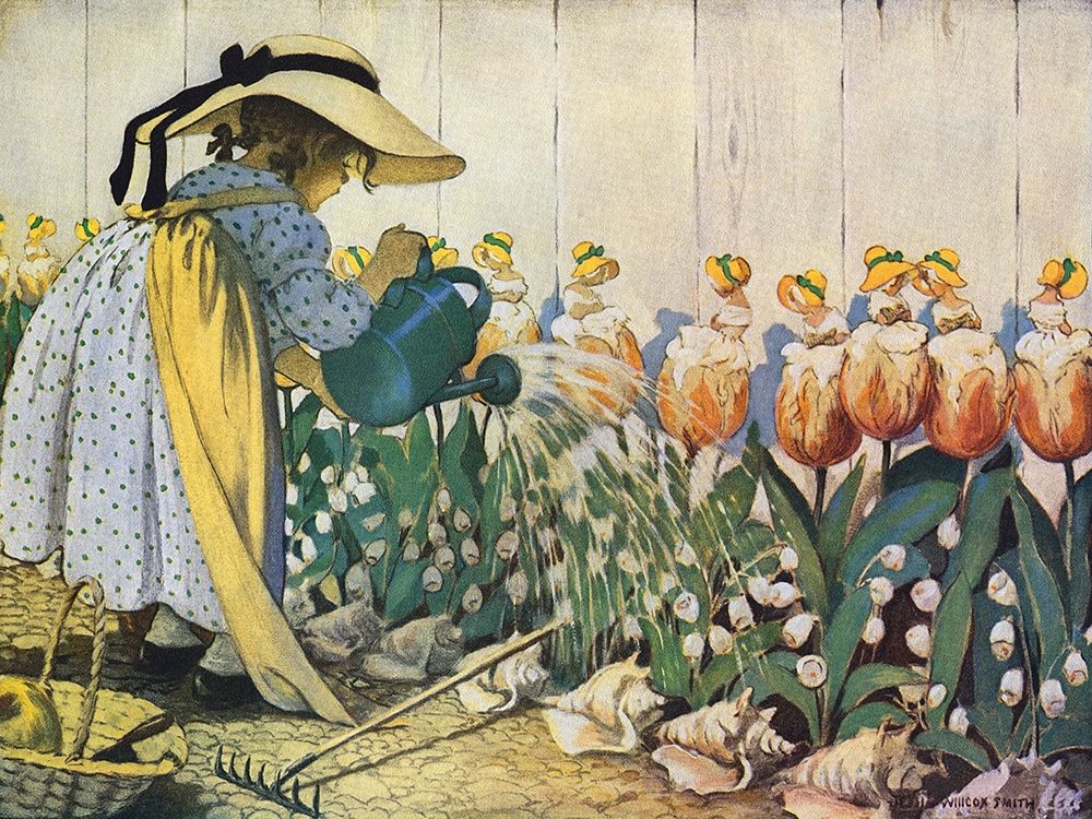 Flowers Being Watered - Mary, Mary art print by Jesse Willcox Smith for $57.95 CAD