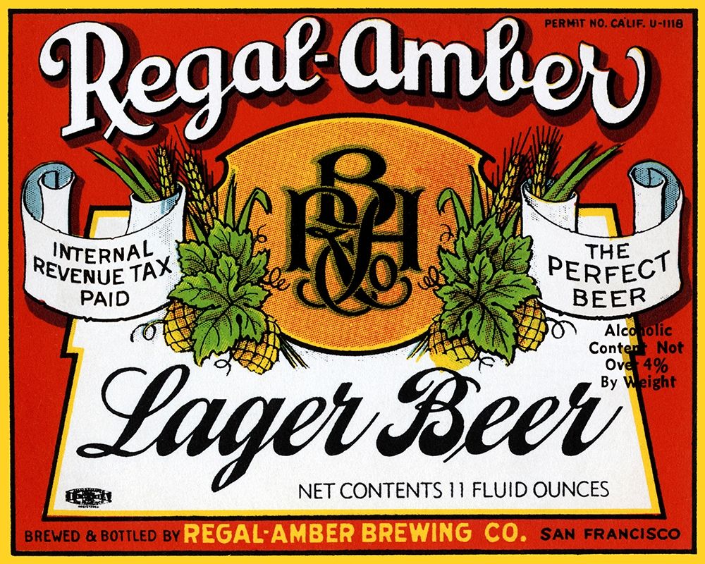 Regal-Amber Lager Beer art print by Vintage Booze Labels for $57.95 CAD