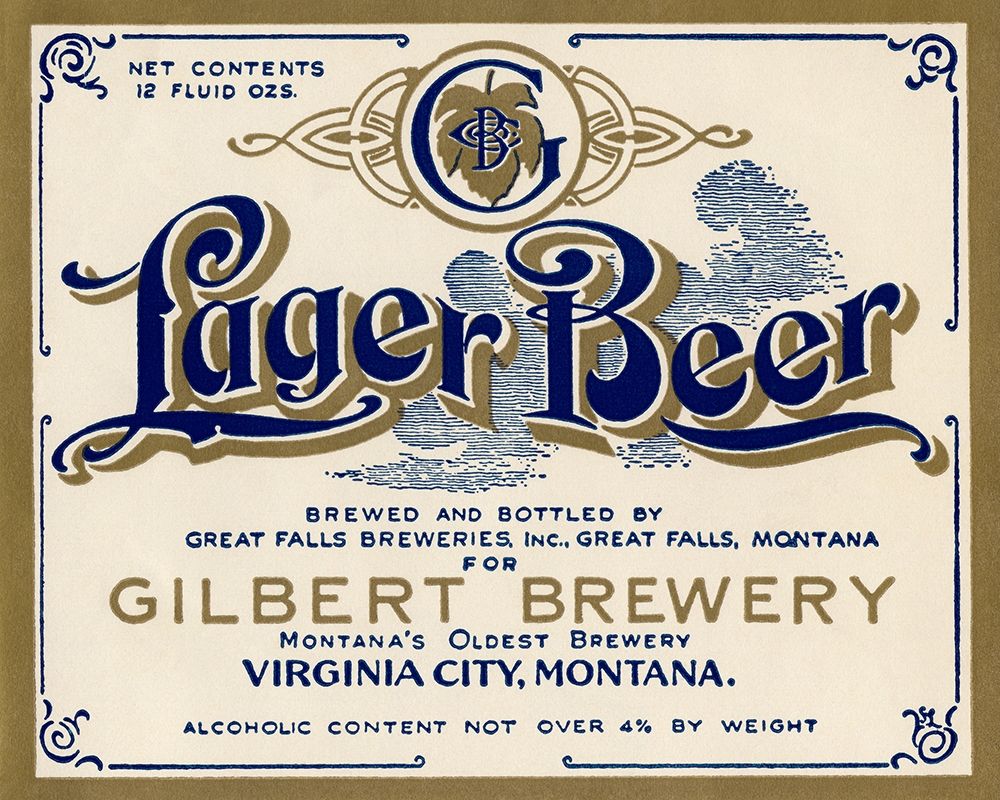Gilbert Brewery Lager Beer art print by Vintage Booze Labels for $57.95 CAD