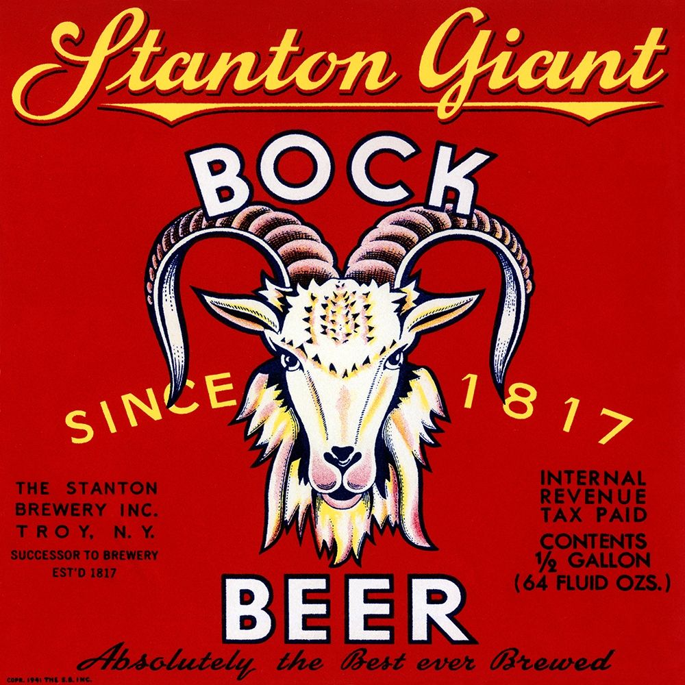 Stanton Giant Bock Beer art print by Vintage Booze Labels for $57.95 CAD