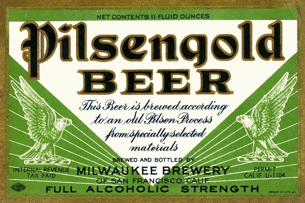 Pilsengold Beer art print by Vintage Booze Labels for $57.95 CAD