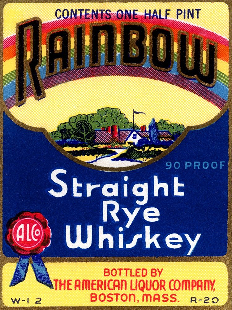 Rainbow Straight Rye Whiskey art print by Vintage Booze Labels for $57.95 CAD