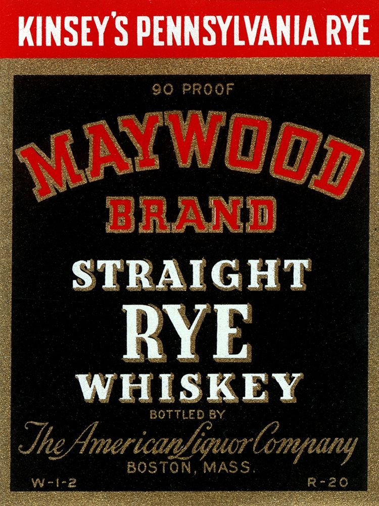 Maywood Brand Straight Rye Whiskey art print by Vintage Booze Labels for $57.95 CAD