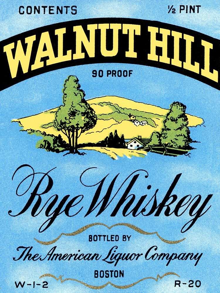 Walnut Hill Rye Whiskey art print by Vintage Booze Labels for $57.95 CAD