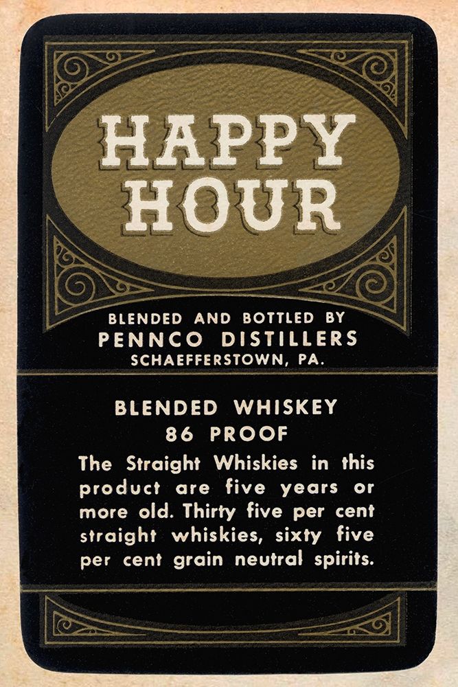 Happy Hour Blended Whiskey art print by Vintage Booze Labels for $57.95 CAD
