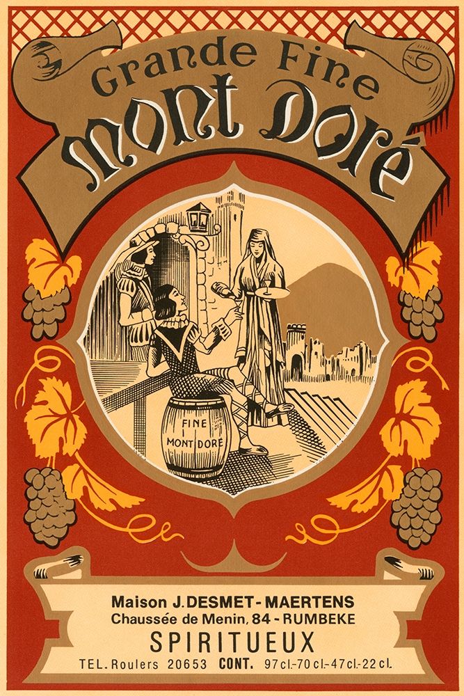 Grand Fine Mont Dore Spiritueux art print by Vintage Booze Labels for $57.95 CAD