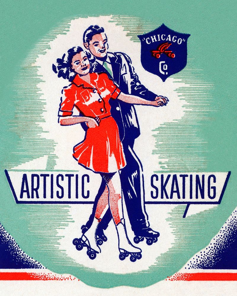 Artistic Skating Duo art print by Retrorollers for $57.95 CAD