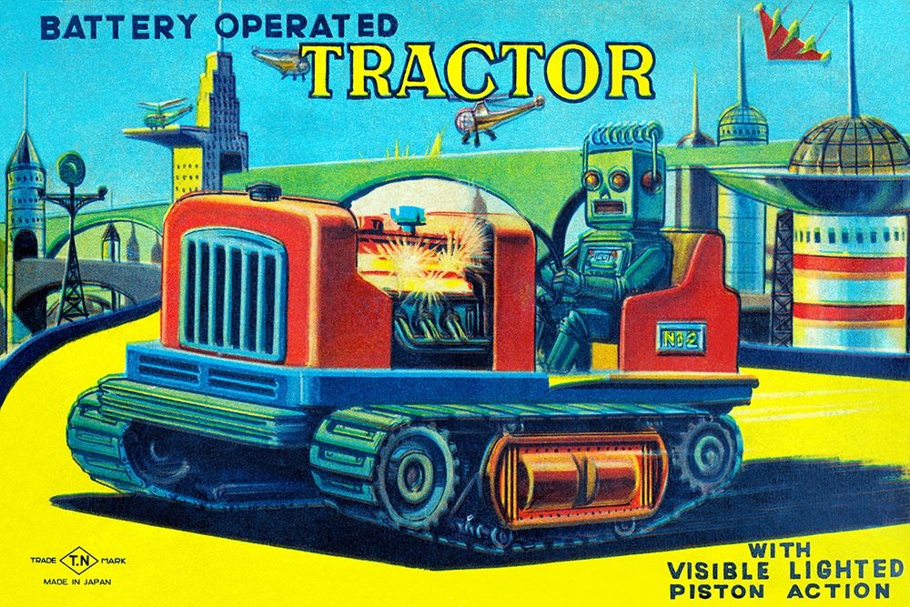 Battery Operated Tractor art print by Retrotrans for $57.95 CAD