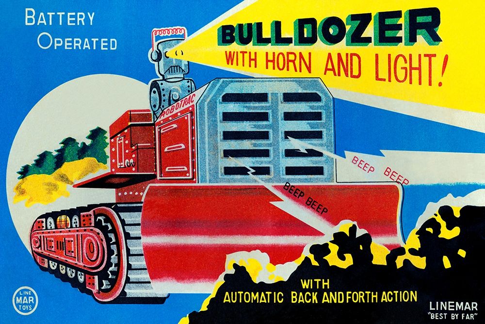 Battery Operated Bulldozer with Horn and Light art print by Retrotrans for $57.95 CAD