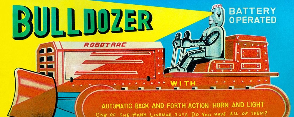 Robotrac Bulldozer art print by Retrotrans for $57.95 CAD