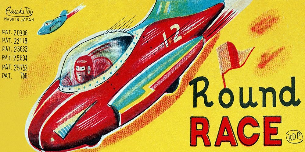 Round Race Rocket Car art print by Retrotrans for $57.95 CAD
