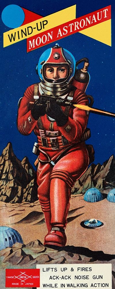 Wind-Up Moon Astronaut art print by Retrobot for $57.95 CAD