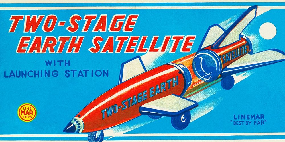 Two-Stage Earth Satellite art print by Retrorocket for $57.95 CAD