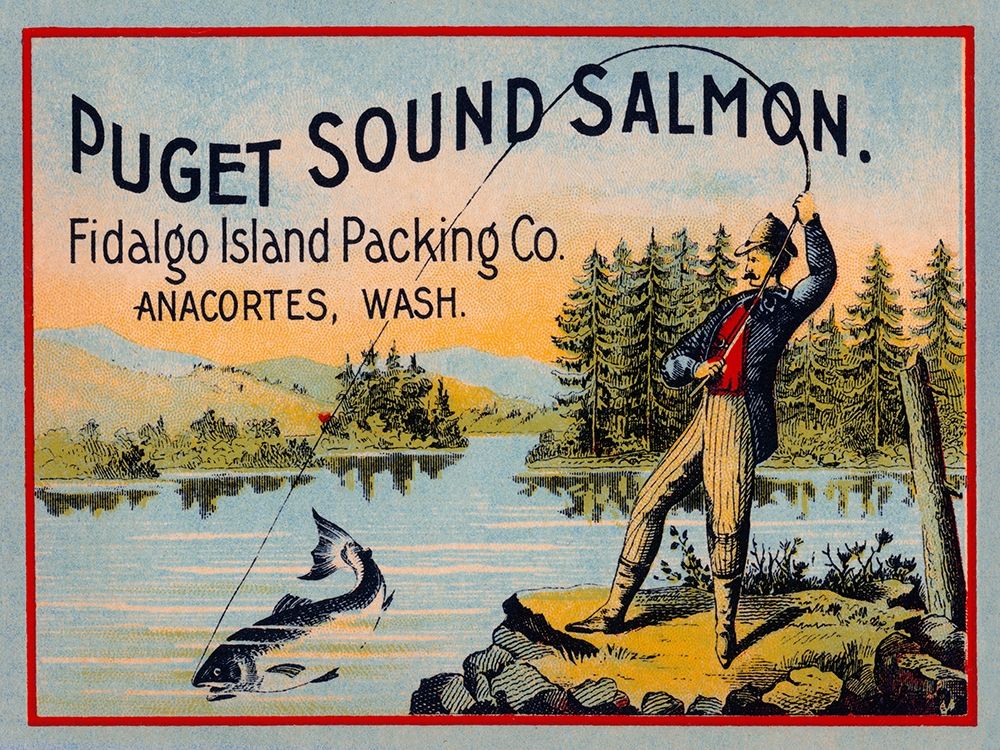 Puget Sound Salmon - On the Fly art print by Retrolabel for $57.95 CAD